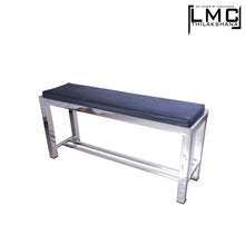 Load image into Gallery viewer, Stainless Steel Saloon Bench - Black Leather Cushion