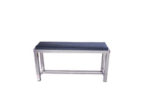 Load image into Gallery viewer, Stainless Steel Saloon Bench - Black Leather Cushion