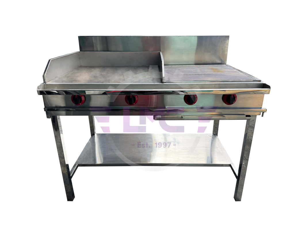 Stainless Steel Kottu/Dosa/Roti Grill with BBQ Grill Combination Stove