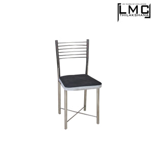 Stainless Steel Chair - Black Cushion With White Stripe