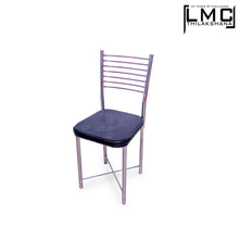 Load image into Gallery viewer, Stainless Steel Chair - Black Leather Covered Cushion
