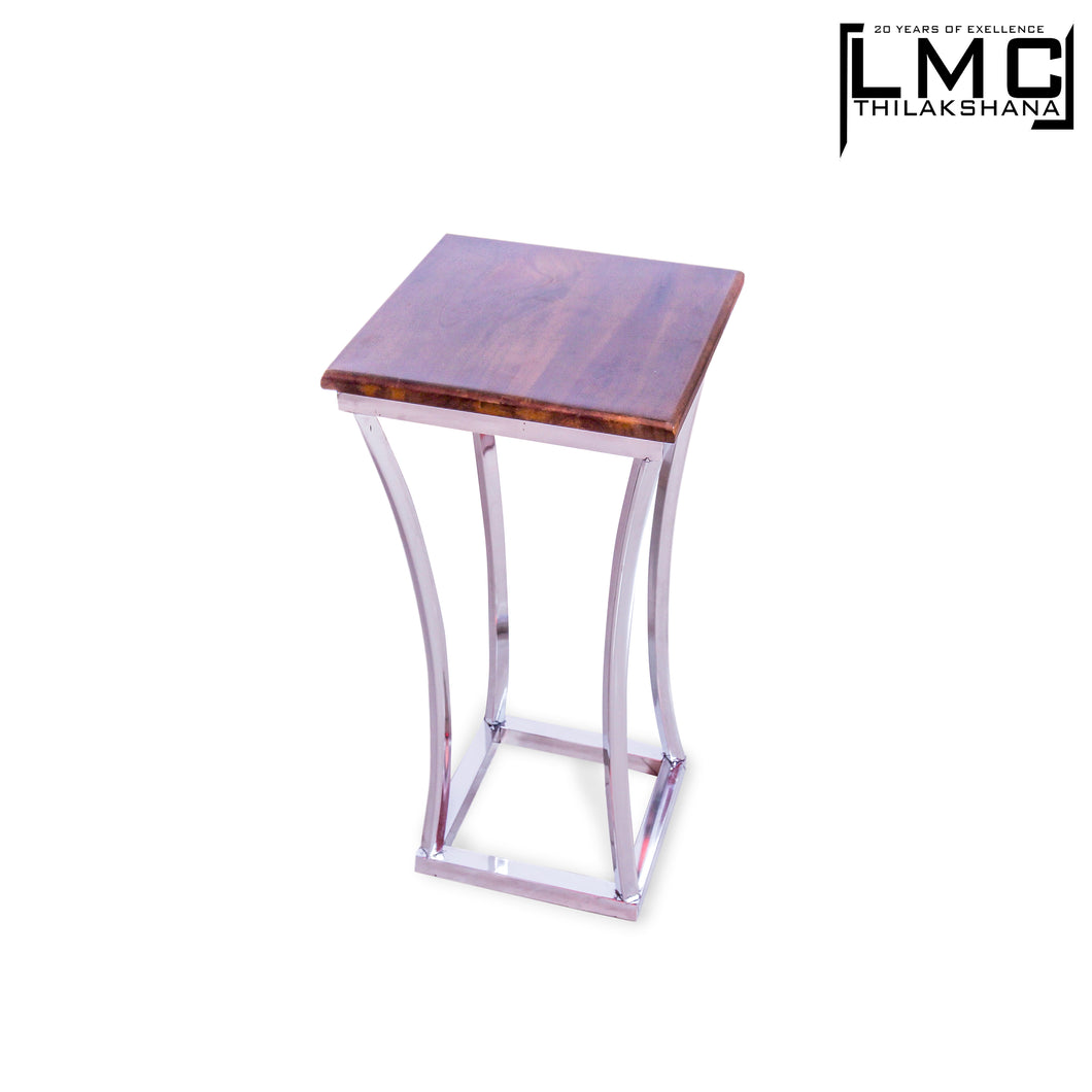 Stainless Steel Juice Bar Stool - Wooden Top